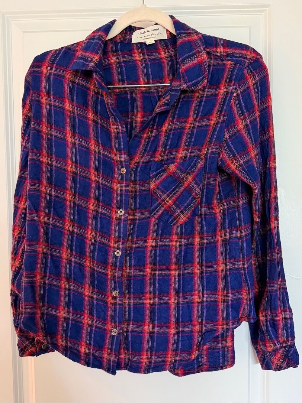 Rails Blue & Red Plaid Button-Up Shirt Cloth and Stone for Anthropologie
